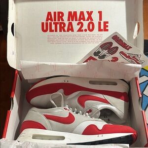 Nike Air Max 1 Ultra 2.0 LE Red and White Sneakers